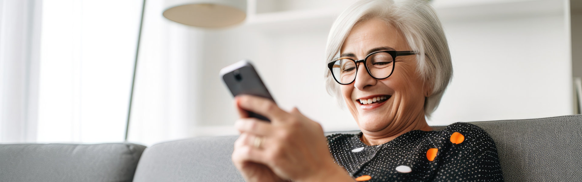 happy woman using her mobile phone