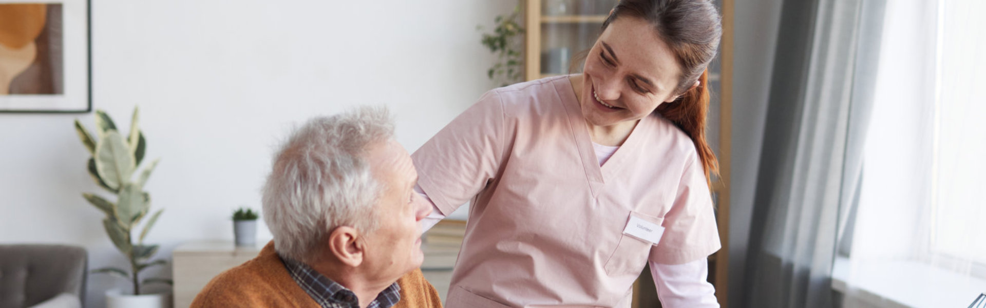 elderly man and his female nurse