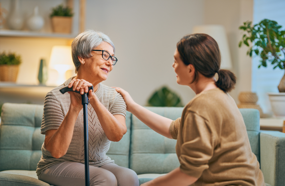 happy patient and caregiver