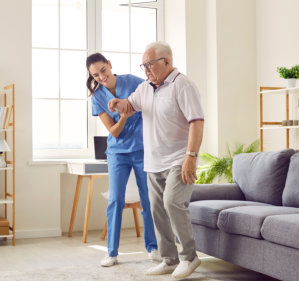 elderly man and her female companion